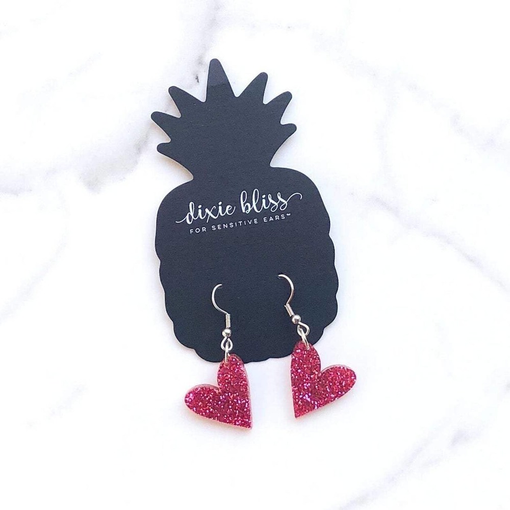 Petite Heart Dangles in Raspberry - Picture 1 of 1